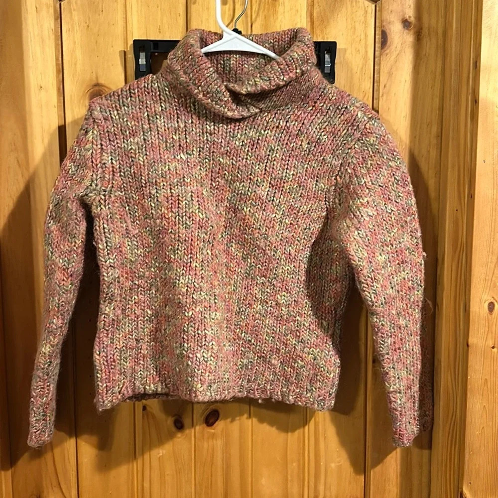 Talbots Wool Crop Sweater Pullover Shawl Collar